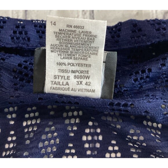 Southern Lady Jacket Women's Size 3X Navy Full Zipper Lace Drawstring Waist - Picture 5 of 9